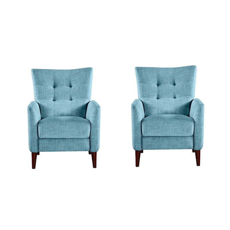 Ensemble de 2 fauteuils inclinables manuels modernes avec pieds en bois massif