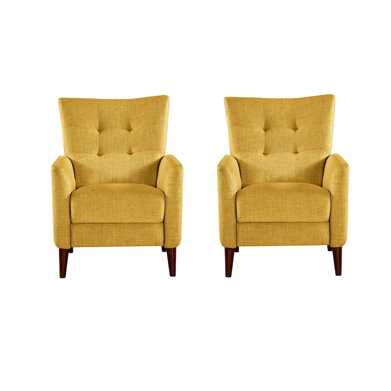 Ensemble de 2 fauteuils inclinables manuels modernes avec pieds en bois massif