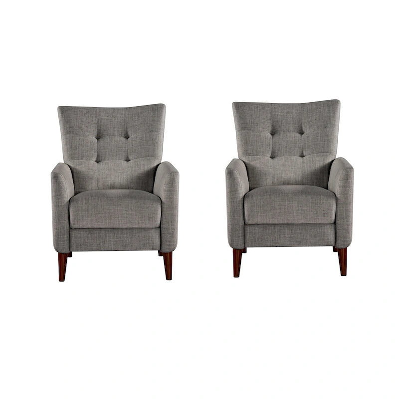 Ensemble de 2 fauteuils inclinables manuels modernes avec pieds en bois massif