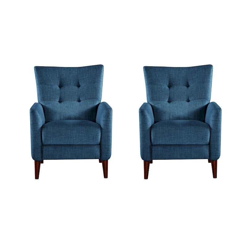 Ensemble de 2 fauteuils inclinables manuels modernes avec pieds en bois massif