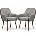 Lot de 2 chaises de salle à manger en tissu, fauteuils rembourrés avec pieds en bois