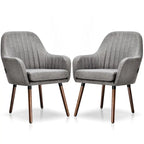 Lot de 2 chaises de salle à manger en tissu, fauteuils rembourrés avec pieds en bois