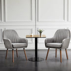 Lot de 2 chaises de salle à manger en tissu, fauteuils rembourrés avec pieds en bois