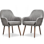 Lot de 2 chaises de salle à manger en tissu, fauteuils rembourrés avec pieds en bois