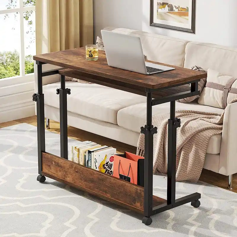 Table d'ordinateur portable portable pour canapé et lit, petite table debout réglable en hauteur