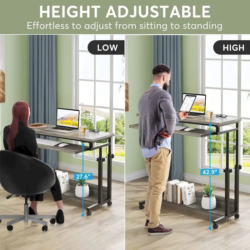 Table d'ordinateur portable portable pour canapé et lit, petite table debout réglable en hauteur