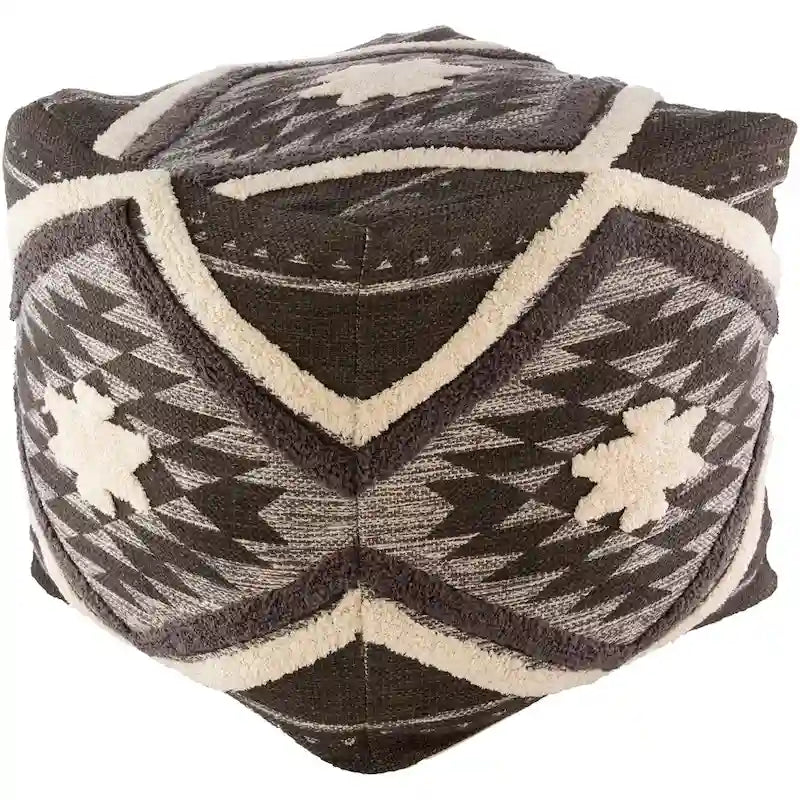 Pouf cube Boho Shag 18 pouces