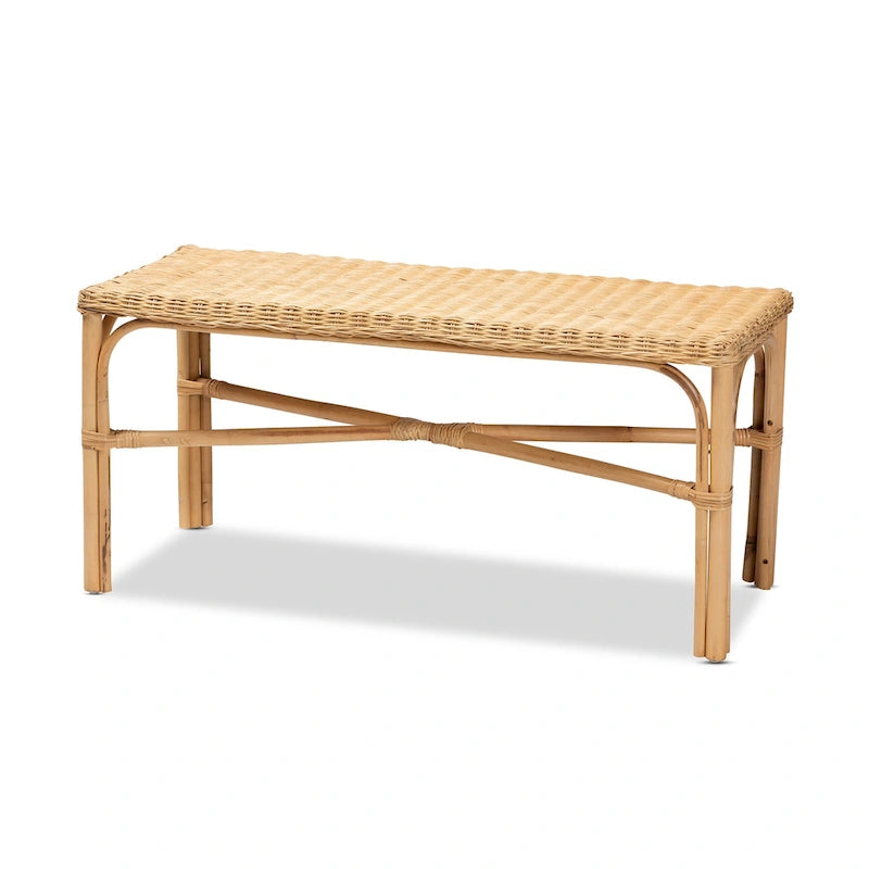Banc d'appoint moderne bohème en rotin naturel marron