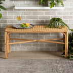 Banc d'appoint moderne bohème en rotin naturel marron