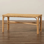 Banc d'appoint moderne bohème en rotin naturel marron