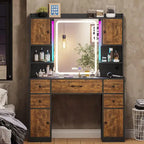 Coiffeuse 5 tiroirs avec miroir tactile et affichage de l'heure