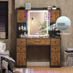 Coiffeuse 5 tiroirs avec miroir tactile et affichage de l'heure