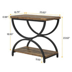 Table d'appoint ou de chevet à 2 niveaux rectangulaire en bois et métal