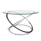 Table basse ronde en verre trempé en forme de croix