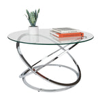 Table basse ronde en verre trempé en forme de croix