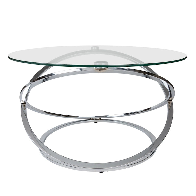 Table basse ronde en verre trempé en forme de croix