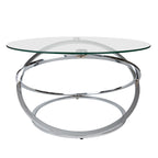 Table basse ronde en verre trempé en forme de croix