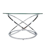 Table basse ronde en verre trempé en forme de croix