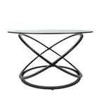 Table basse ronde en verre trempé en forme de croix