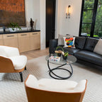 Table basse ronde en verre trempé en forme de croix