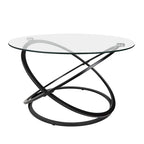 Table basse ronde en verre trempé en forme de croix