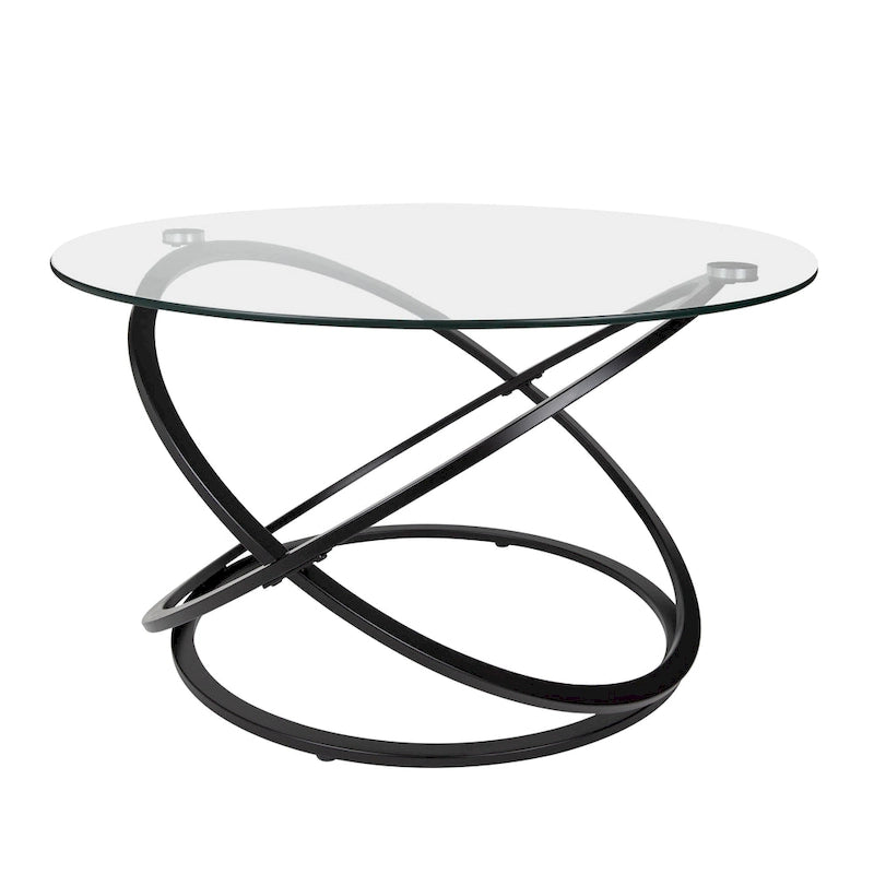 Table basse ronde en verre trempé en forme de croix