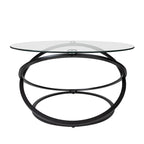 Table basse ronde en verre trempé en forme de croix