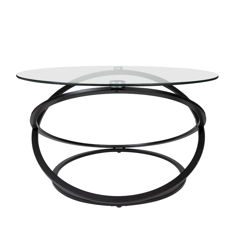 Table basse ronde en verre trempé en forme de croix