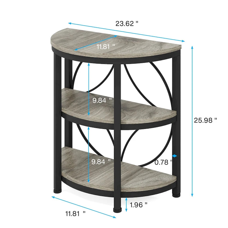 Table d'appoint demi-ronde, Table d'appoint étroite à 3 niveaux