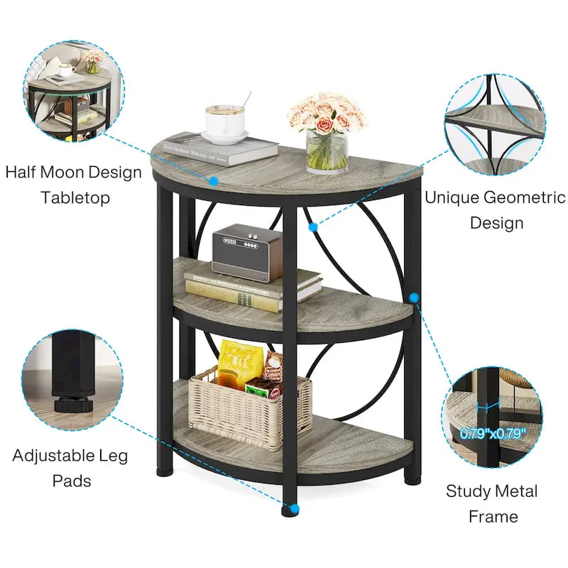 Table d'appoint demi-ronde, Table d'appoint étroite à 3 niveaux
