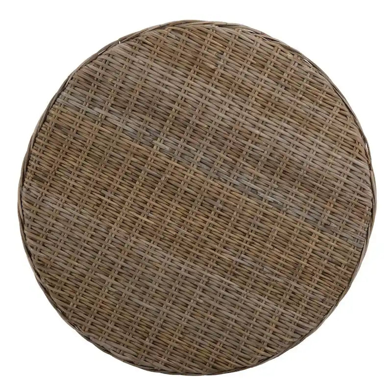 Repose-pieds en osier marron foncé