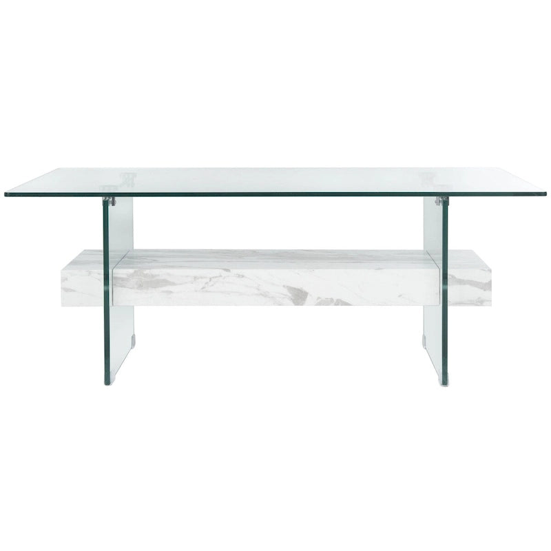 Table basse moderne en verre – 43,3 x 23,6 x 16,5 pouces – 43 de large x 24 de profondeur x 17 de haut
