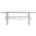 Table basse moderne en verre – 43,3 x 23,6 x 16,5 pouces – 43 de large x 24 de profondeur x 17 de haut