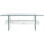 Table basse moderne en verre – 43,3 x 23,6 x 16,5 pouces – 43 de large x 24 de profondeur x 17 de haut