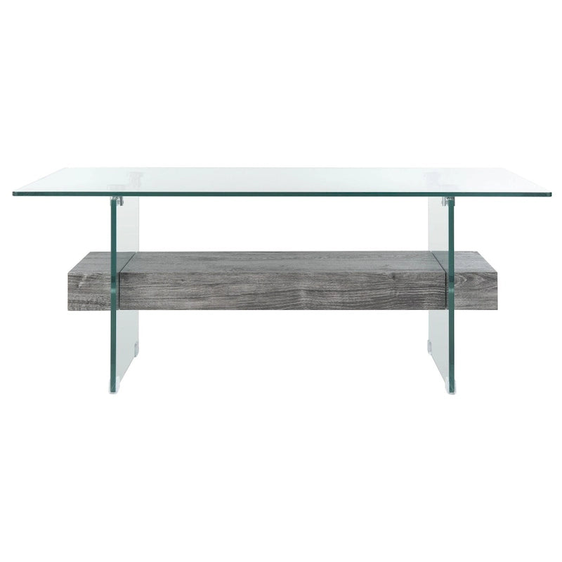 Table basse moderne en verre – 43,3 x 23,6 x 16,5 pouces – 43 de large x 24 de profondeur x 17 de haut