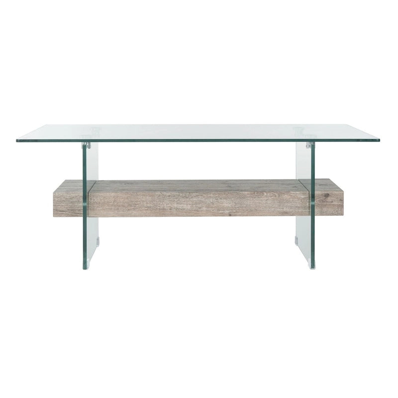 Table basse moderne en verre – 43,3 x 23,6 x 16,5 pouces – 43 de large x 24 de profondeur x 17 de haut