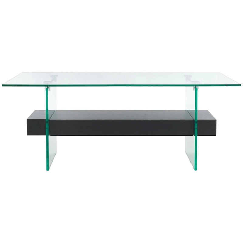 Table basse moderne en verre – 43,3 x 23,6 x 16,5 pouces – 43 de large x 24 de profondeur x 17 de haut