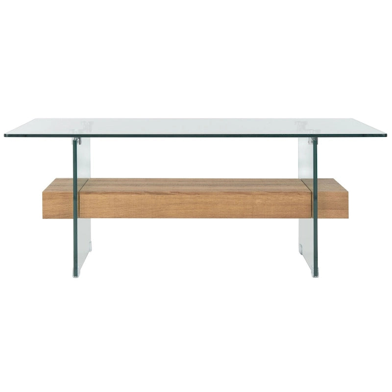 Table basse moderne en verre – 43,3 x 23,6 x 16,5 pouces – 43 de large x 24 de profondeur x 17 de haut