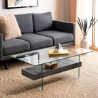 Table basse moderne en verre – 43,3 x 23,6 x 16,5 pouces – 43 de large x 24 de profondeur x 17 de haut