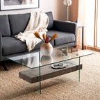 Table basse moderne en verre – 43,3 x 23,6 x 16,5 pouces – 43 de large x 24 de profondeur x 17 de haut