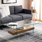 Table basse moderne en verre – 43,3 x 23,6 x 16,5 pouces – 43 de large x 24 de profondeur x 17 de haut