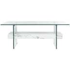 Table basse moderne en verre – 43,3 x 23,6 x 16,5 pouces – 43 de large x 24 de profondeur x 17 de haut