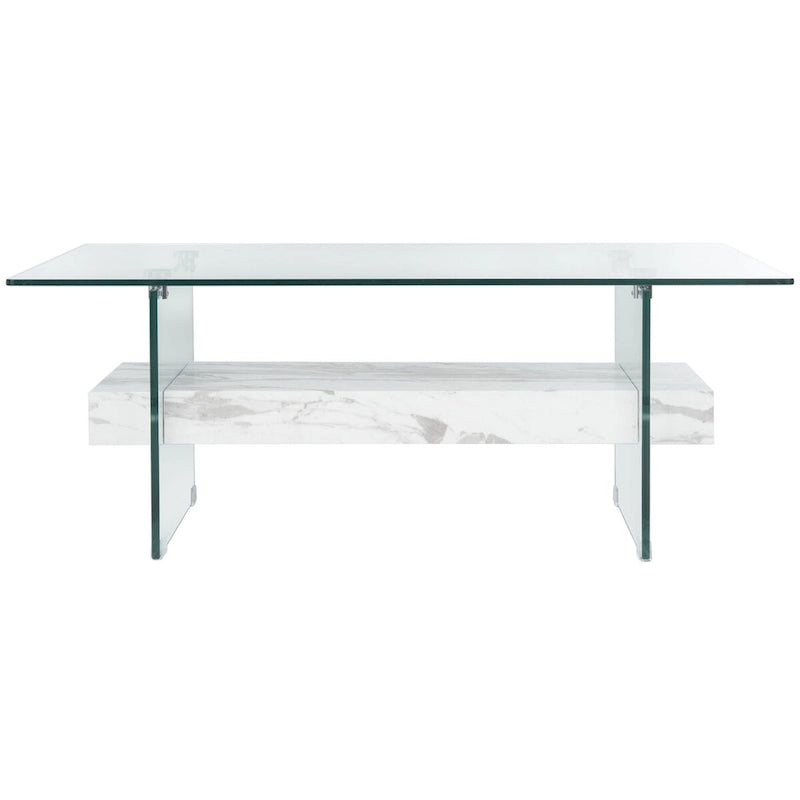 Table basse moderne en verre – 43,3 x 23,6 x 16,5 pouces – 43 de large x 24 de profondeur x 17 de haut