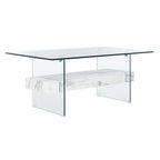 Table basse moderne en verre – 43,3 x 23,6 x 16,5 pouces – 43 de large x 24 de profondeur x 17 de haut