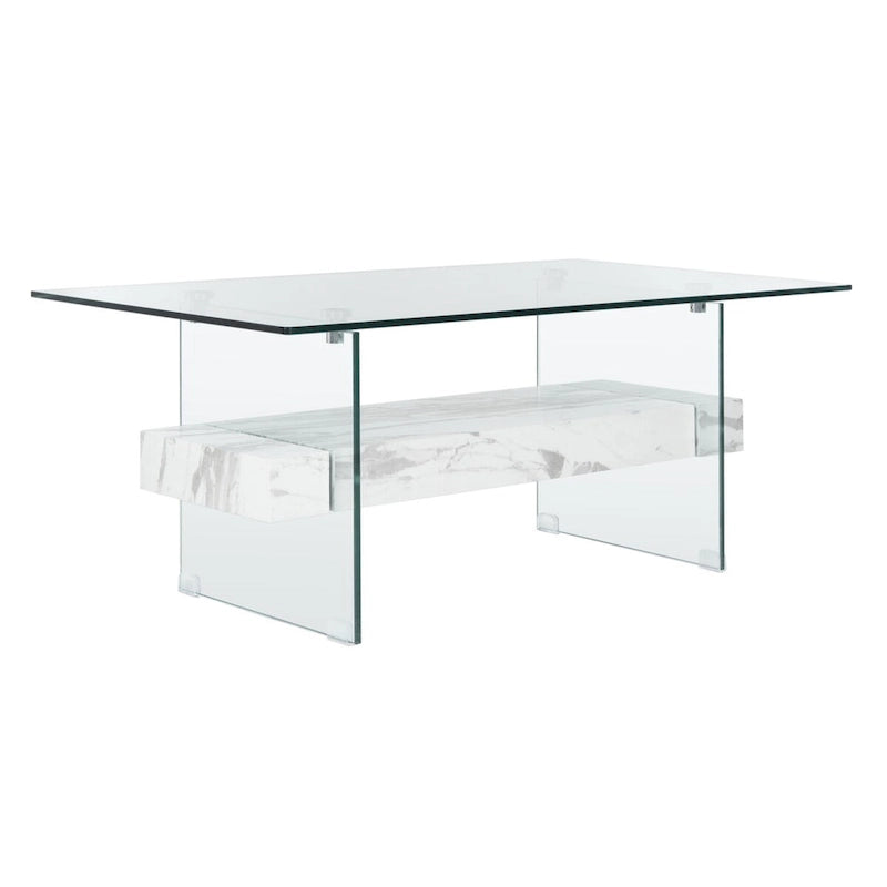 Table basse moderne en verre – 43,3 x 23,6 x 16,5 pouces – 43 de large x 24 de profondeur x 17 de haut