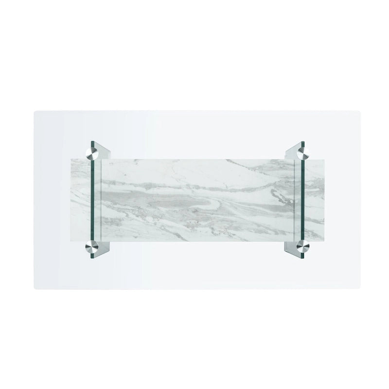 Table basse moderne en verre – 43,3 x 23,6 x 16,5 pouces – 43 de large x 24 de profondeur x 17 de haut