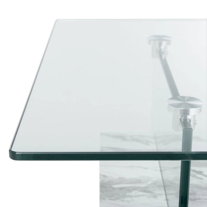 Table basse moderne en verre – 43,3 x 23,6 x 16,5 pouces – 43 de large x 24 de profondeur x 17 de haut