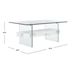Table basse moderne en verre – 43,3 x 23,6 x 16,5 pouces – 43 de large x 24 de profondeur x 17 de haut