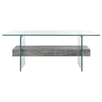 Table basse moderne en verre – 43,3 x 23,6 x 16,5 pouces – 43 de large x 24 de profondeur x 17 de haut