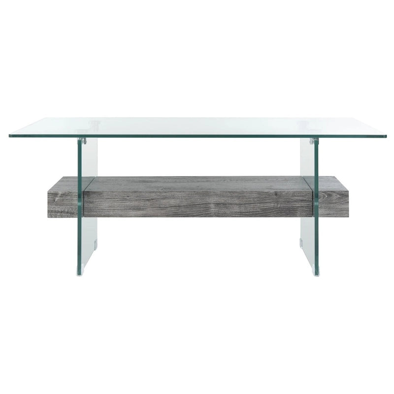 Table basse moderne en verre – 43,3 x 23,6 x 16,5 pouces – 43 de large x 24 de profondeur x 17 de haut